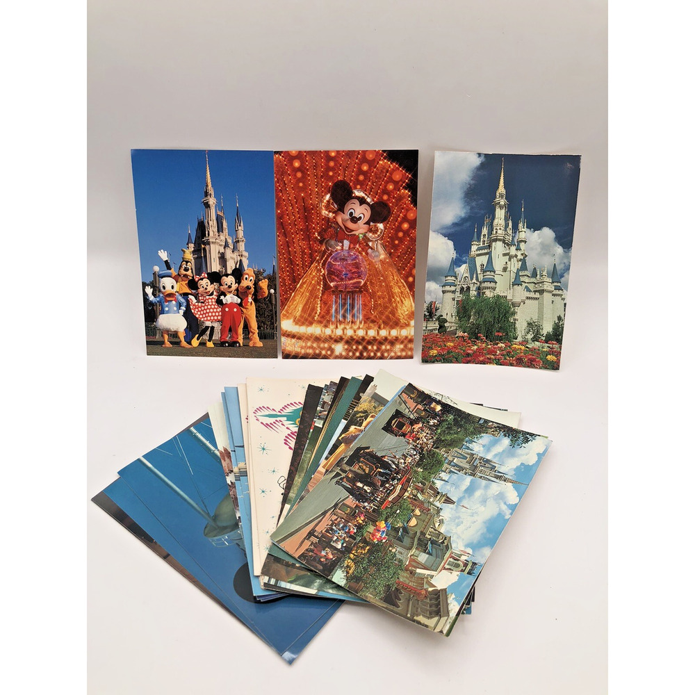 RARE Walt Disney World 23 Postcards Collection Different Years Mickey Fairy-Tale